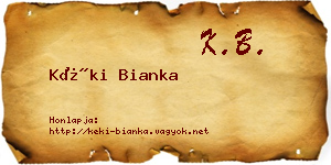 Kéki Bianka névjegykártya